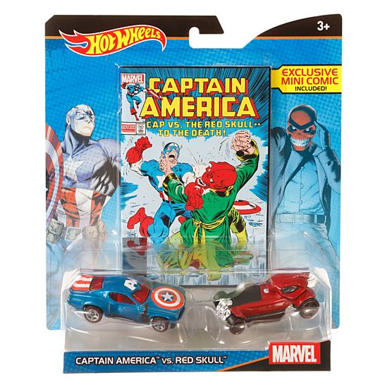 Hot Wheels Marvel Captain America vs. Red Skull Character Car 2-Pack with Mini Comic - Itay-2