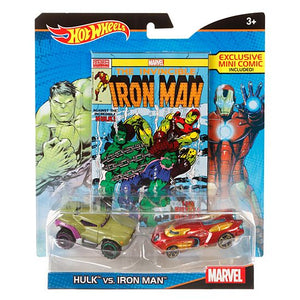 Hot Wheels Marvel Hulk vs. Iron Man Character Car 2-Pack with Mini Comic - Itay-2